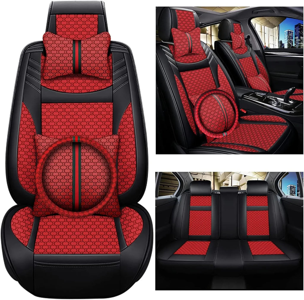 Fit Set Wheel Accessories Seat Seat Automotive Leather ci,same Guc Luxury 5 Trucks, and Included(Gray) Covers Pillows SUV & Full Pick-up Covers KABUQI high-end Cars model Seat Steering for Cover