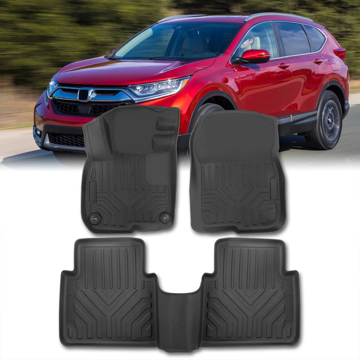 Liner Rubber For Compatible/Replacement 21 2020 2021 18 Honda TPE Floor Set Distributors 22 CRV 2019 2022 19 20 Front Proof Mats 2018 Rear RT 2017 CR-V Weather SUV 3-Piece Guard RW All Season AJP 17