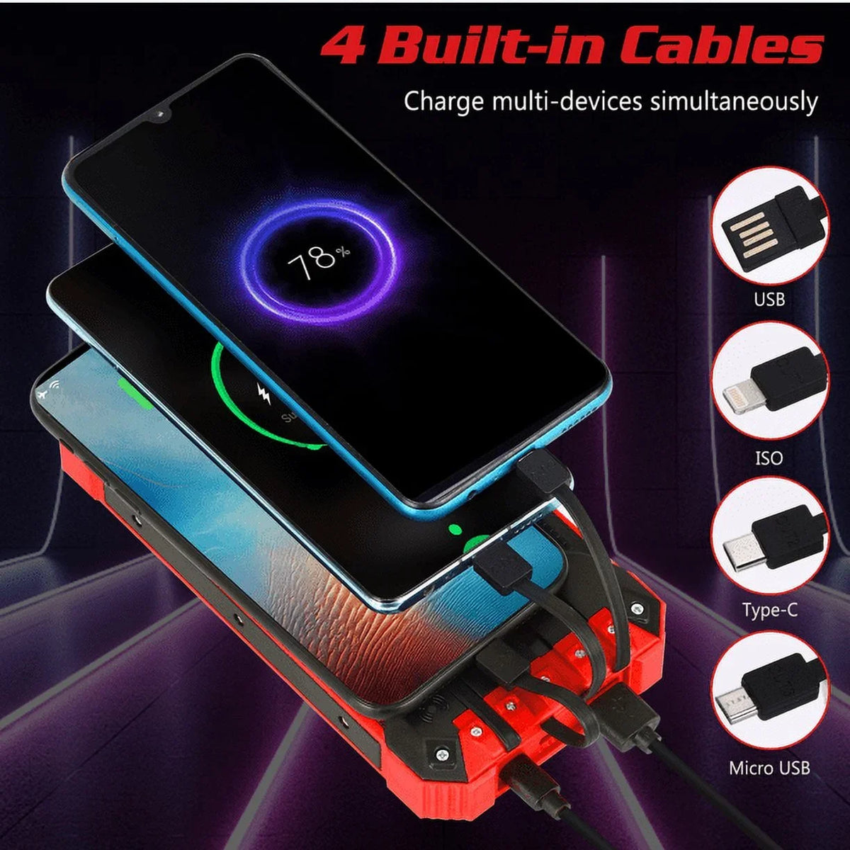Flashlight 9 4 Ulefone Battery Cables Solar For 5V/3A Qi Wireless 6 Solar USB Bank Power Portable 15W with Port Outputs Built-in 3 Charger Inputs LED Armor External Waterproof C 20000mAh IPX4