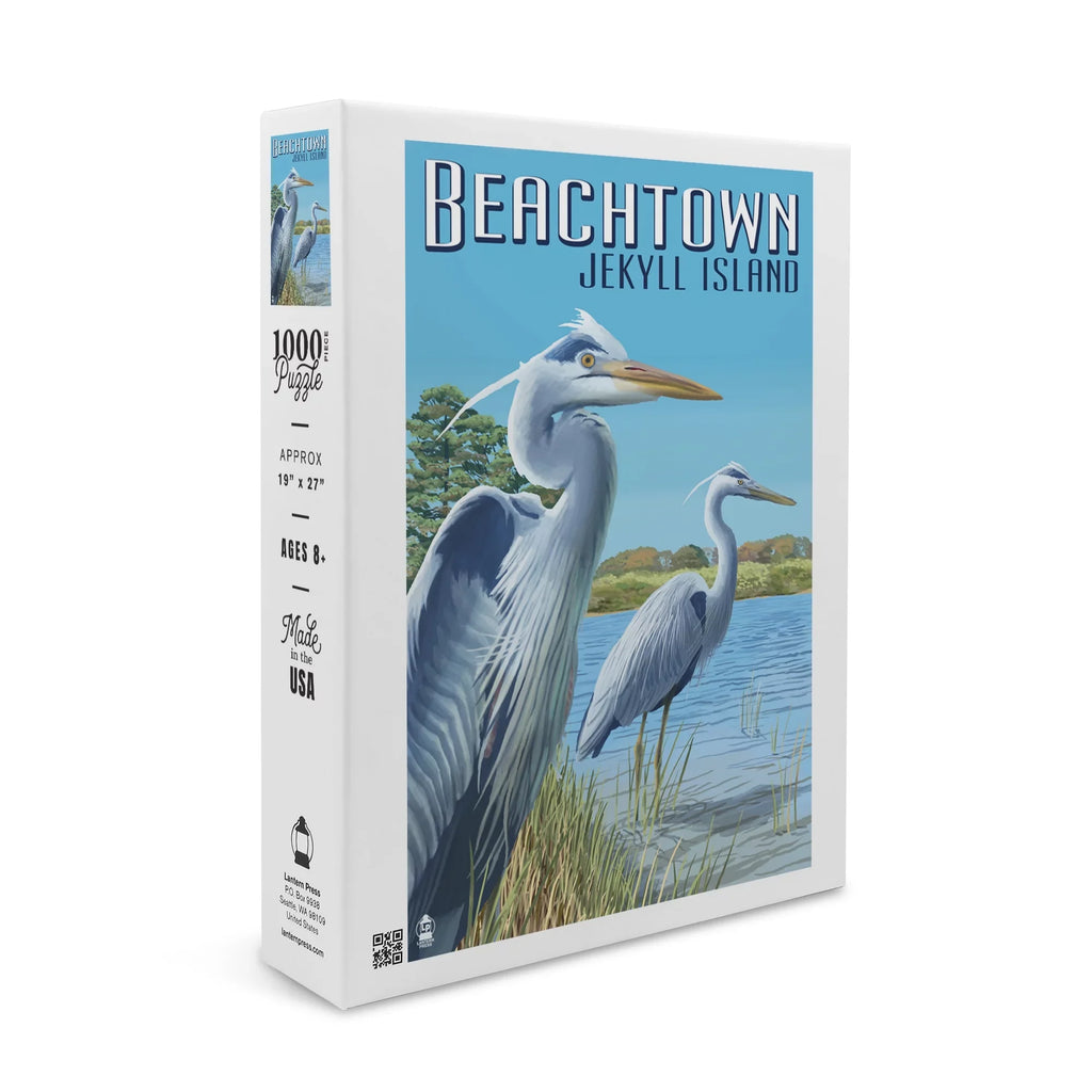 in Georgia, Herons Jigsaw USA) Puzzle for Piece Adults (1000 Family, Blue Puzzle, Challenging Size and Jekyll Island, Beachtown, 19x27, Made