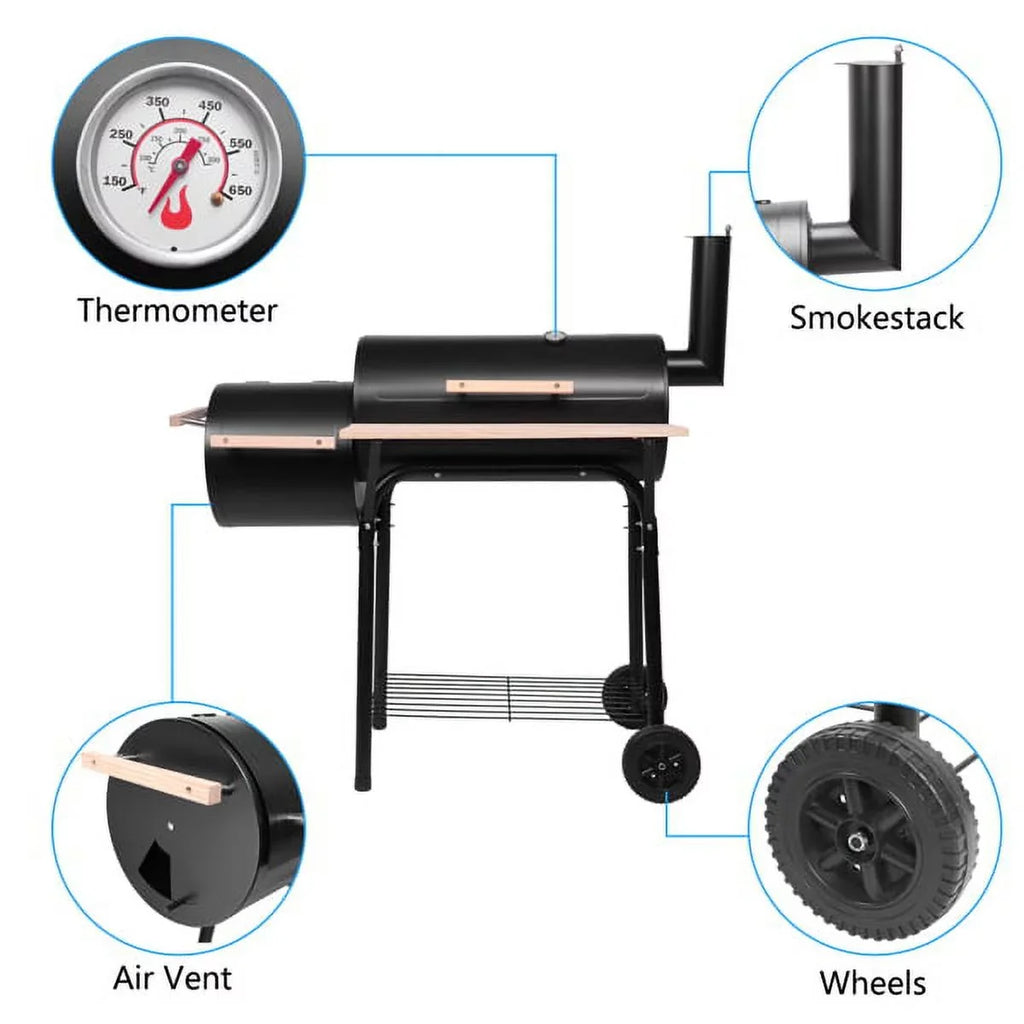 Grills Burner/Thermometer, 29.6" Grill Outdoor BBQ with x H Charcoal with Charcoal for Smoker, Grill Black Grill, Cooking Backyard, Camp Side DFITO L Small 24.4" BBQ Outdoor Grill