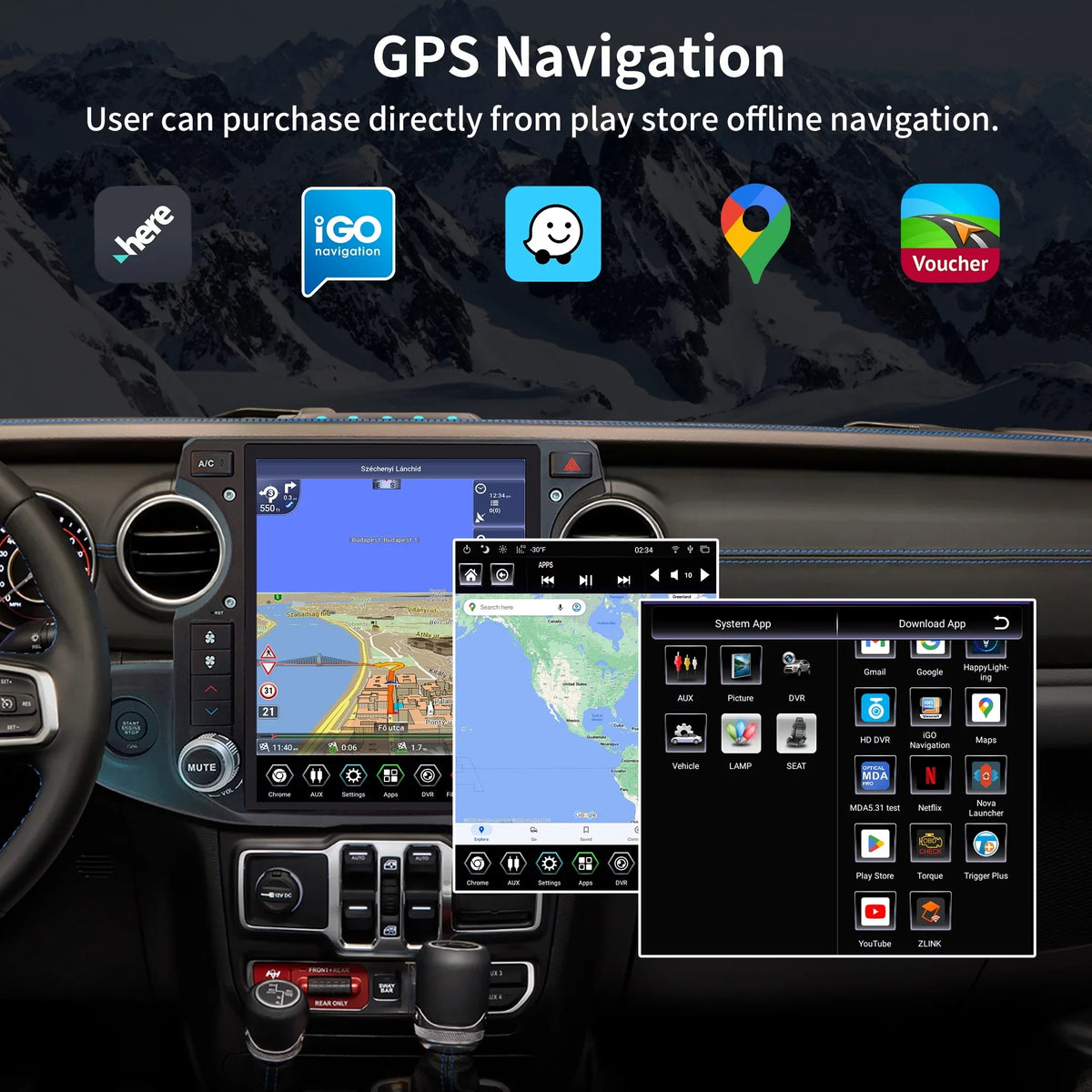 Gladiator Gen5 Replacement Wrangler Touch SirusXm GPS Navigator for 12.1 Car 4G+64G Android Truck Linkswell Radio Car Apple Screen radio inch 2018-2021 Stereo T-style Carplay Auto Jeep