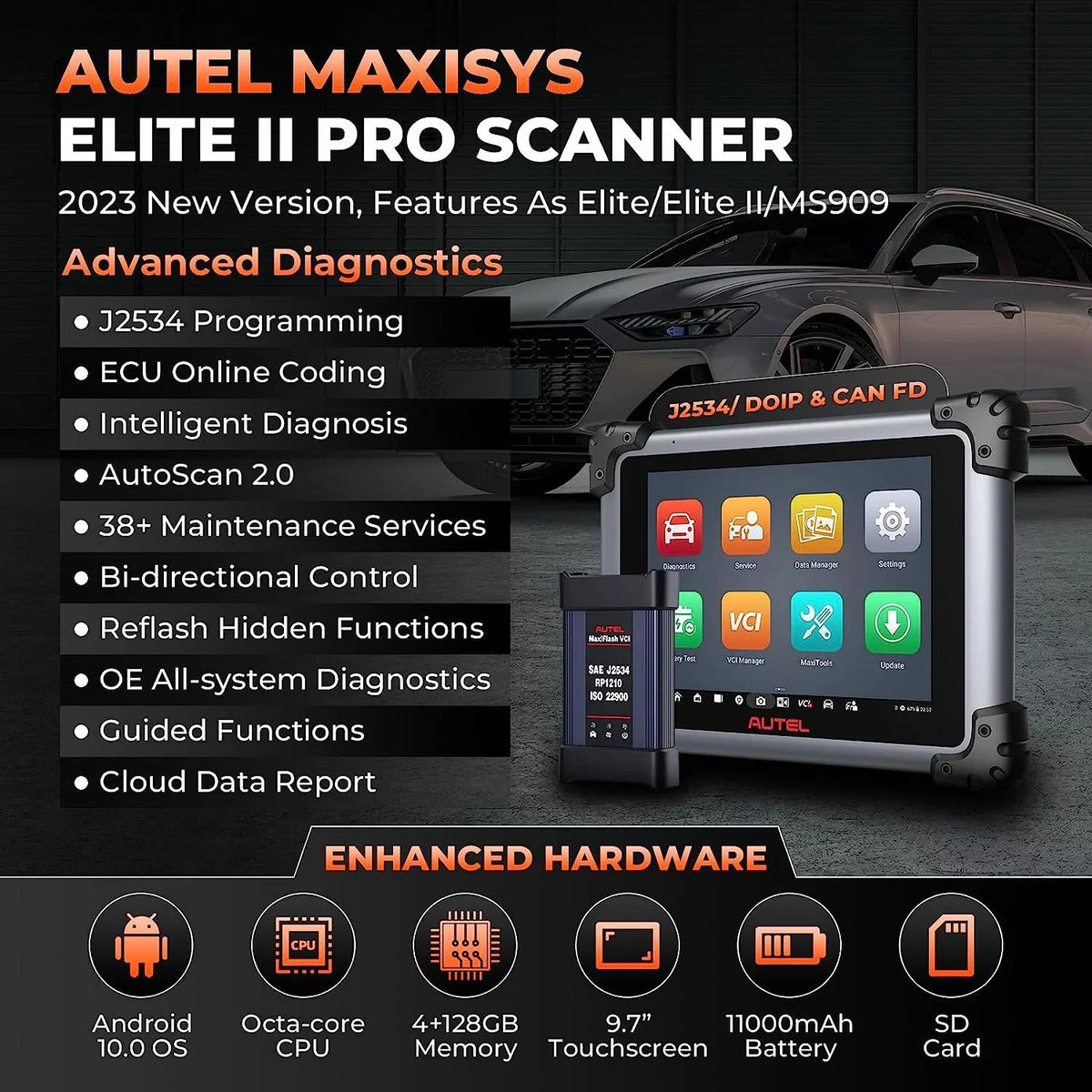 Ver. 2 Free Programming MS919/ Coding, of Scan II Autel Pro 2 Tool New Elite Diagnostic MaxiSys Car MS909/ J2534 Years Diagnostic ECU Services Intelligent Elite 38+ 2.0, &