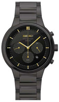 Watch Men's Seiko Ion-plated Steel Chronograph Band Stainless Solar SSC441 Black Powered Core