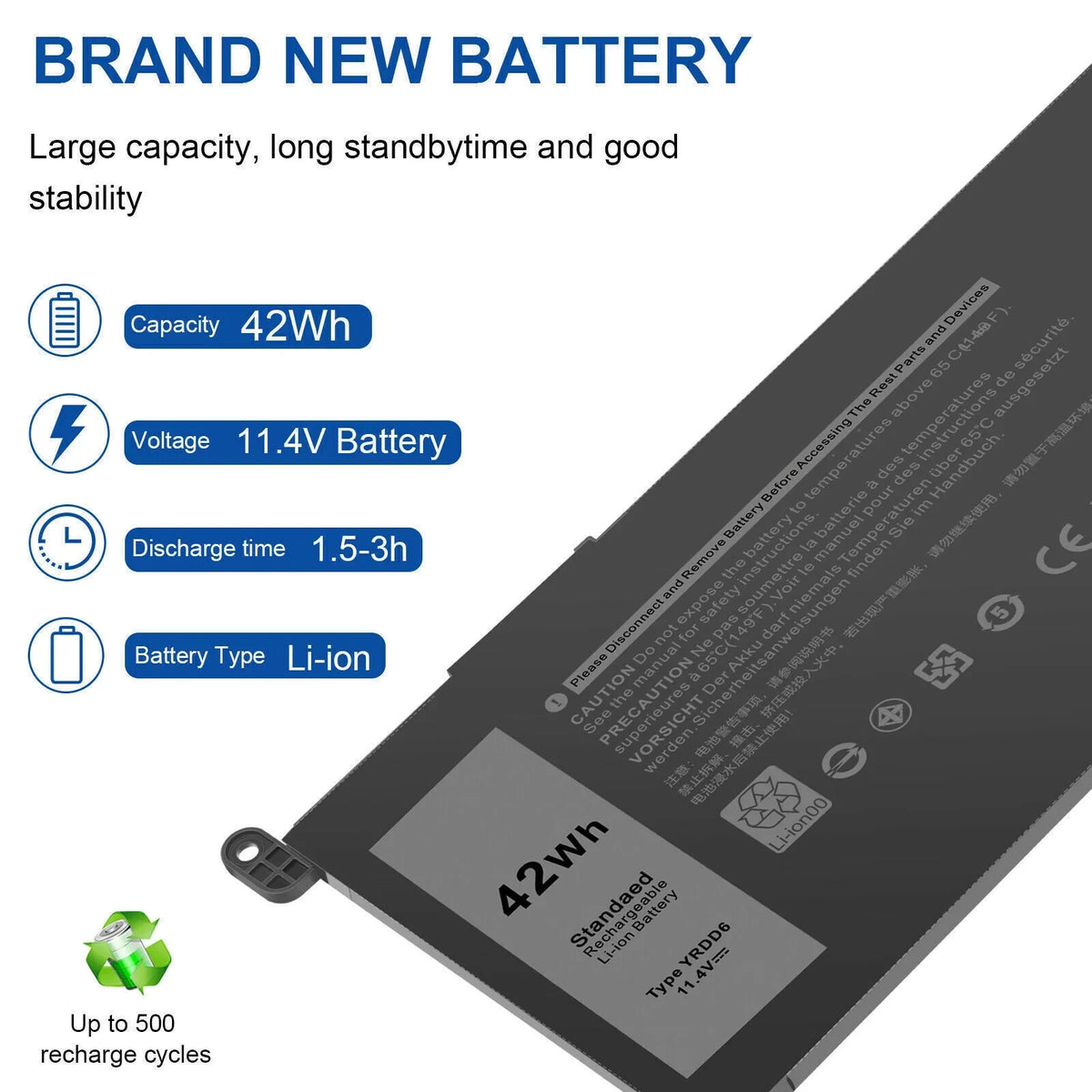 3593 for 0YRDD6 3582 Inspiron 5584 Battery 5590 5493 3793 5480 5593 Dell 5594 YRDD6