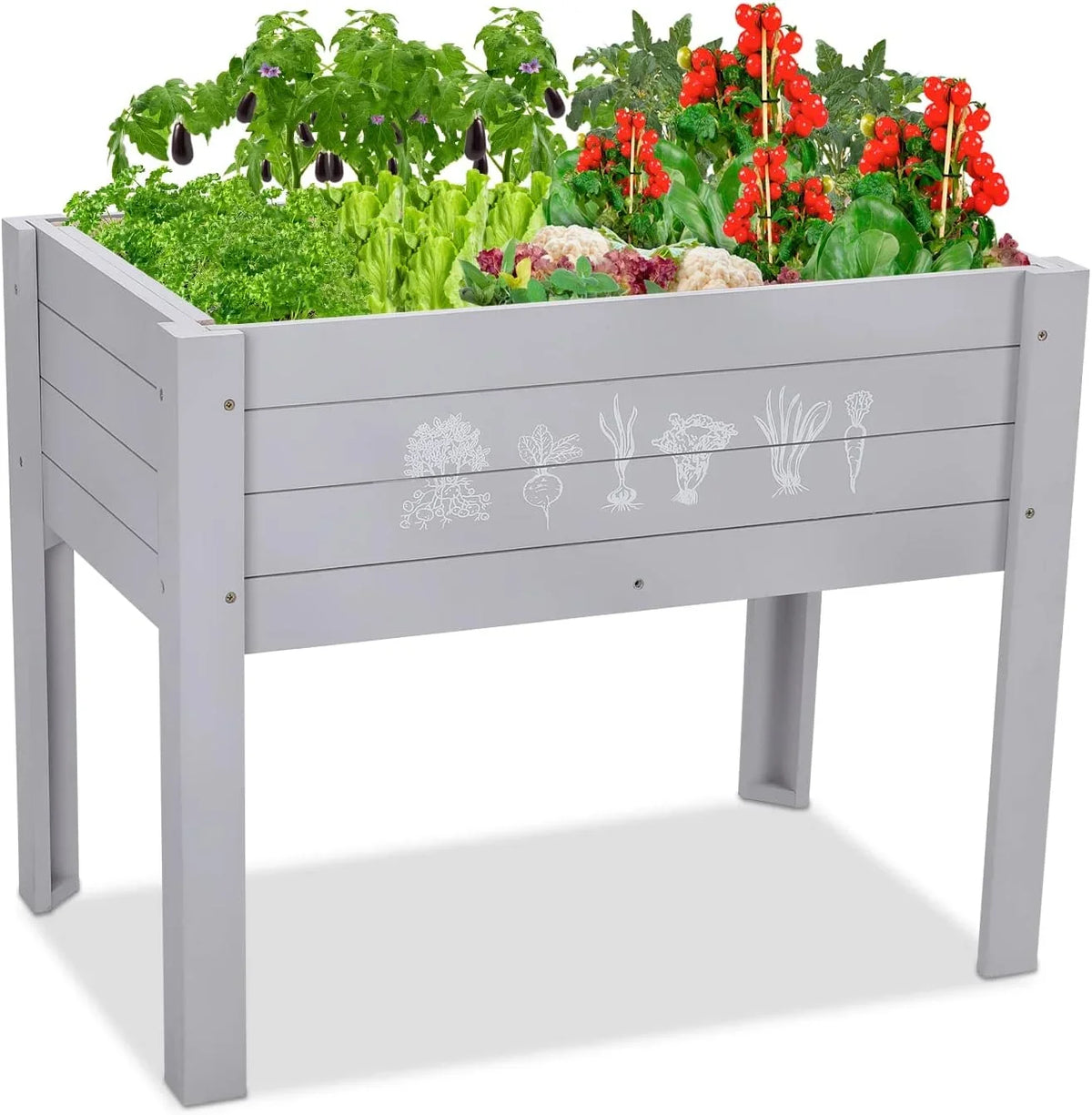x Garden x 24 Grey Bed, Inch Light Kids for Vegetables Lawn Box Kids Outdoor for Elevated Garden Yard, Raised Planter Wooden Raised Raised Bed 30 Grass 18