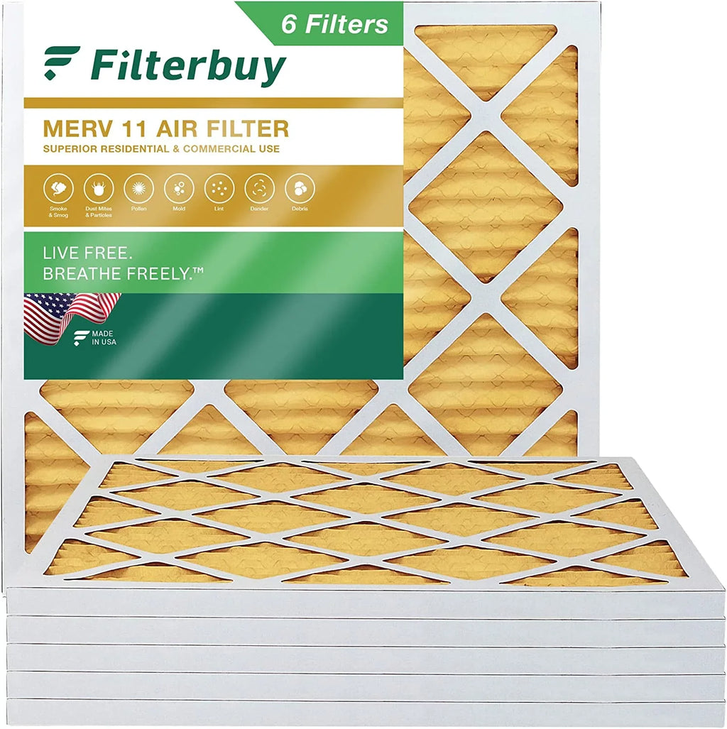 HVAC Filterbuy (6-Pack) MERV Filters Pleated Furnace 11 25x25x1 Air AC