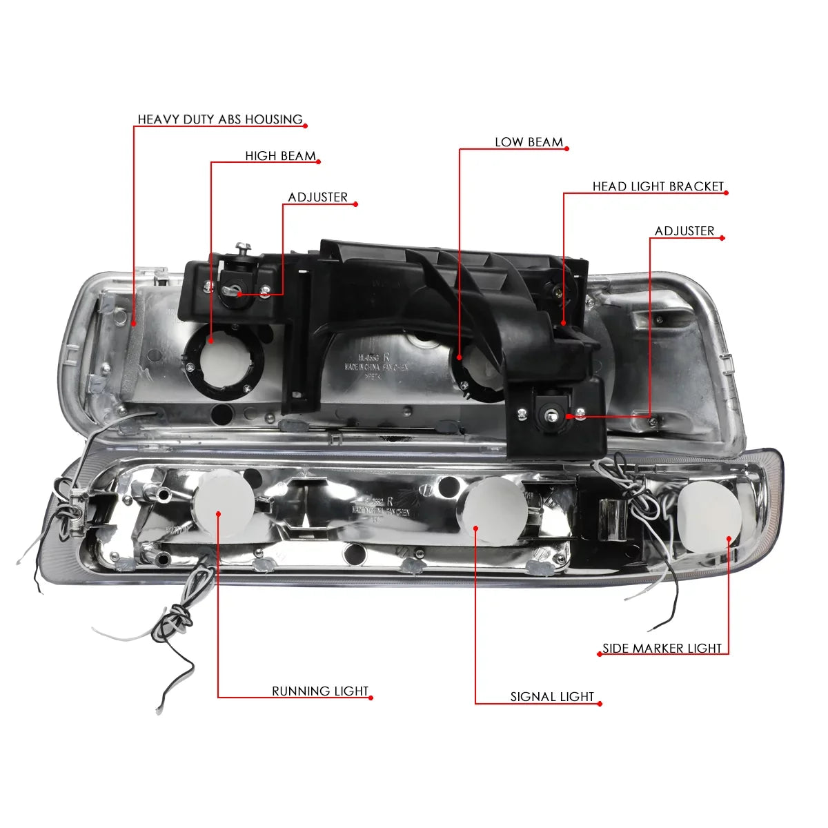 1999 Lamps Suburban DNA 04 2500 Chrome/Clear HL-LB-CSIL99-CH-CL1 Headlight Signal Silverado Truck 2000 to LED 03 Chevy Fits Bumper 05 Motoring to DRL 01 2006 2002 1500 Tahoe