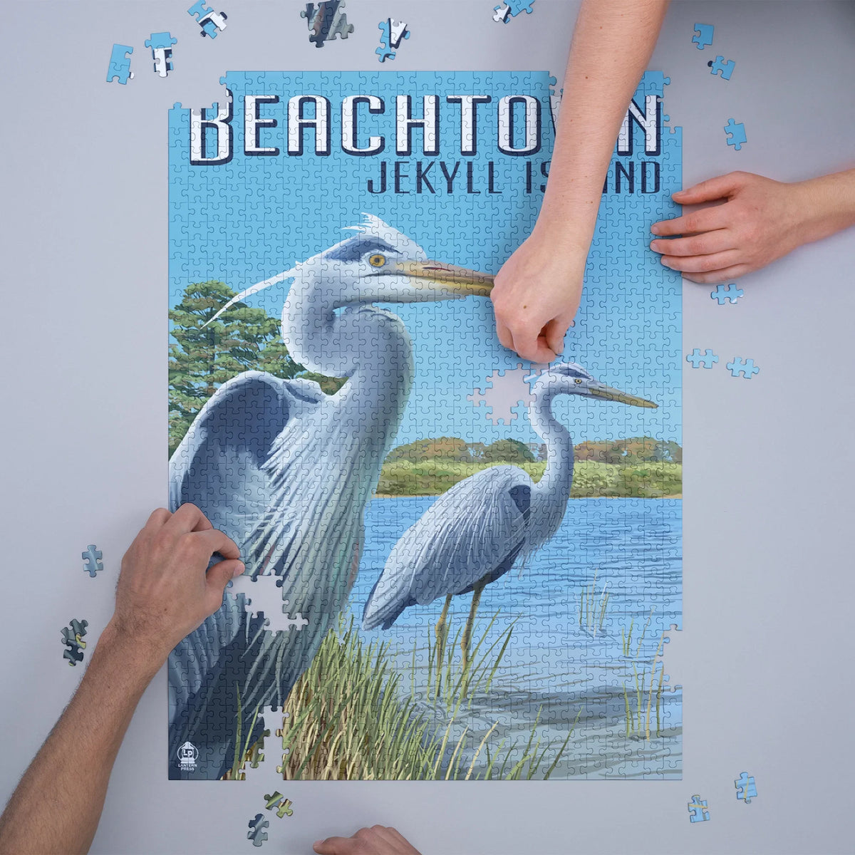in Georgia, Herons Jigsaw USA) Puzzle for Piece Adults (1000 Family, Blue Puzzle, Challenging Size and Jekyll Island, Beachtown, 19x27, Made