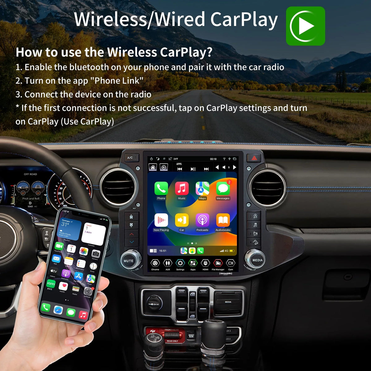 Gladiator Gen5 Replacement Wrangler Touch SirusXm GPS Navigator for 12.1 Car 4G+64G Android Truck Linkswell Radio Car Apple Screen radio inch 2018-2021 Stereo T-style Carplay Auto Jeep