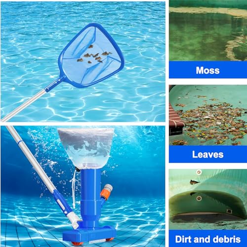 Vacuum 4 Tub Pool for Section Above 60" Spa Skimmer Ground Poles Pool Net, Jet Upgraded Swimming with Fountains Pond Hot of Pool Cleaner Handheld Pool Portable Cleaner Pool Kit, Cleaner Vacuum