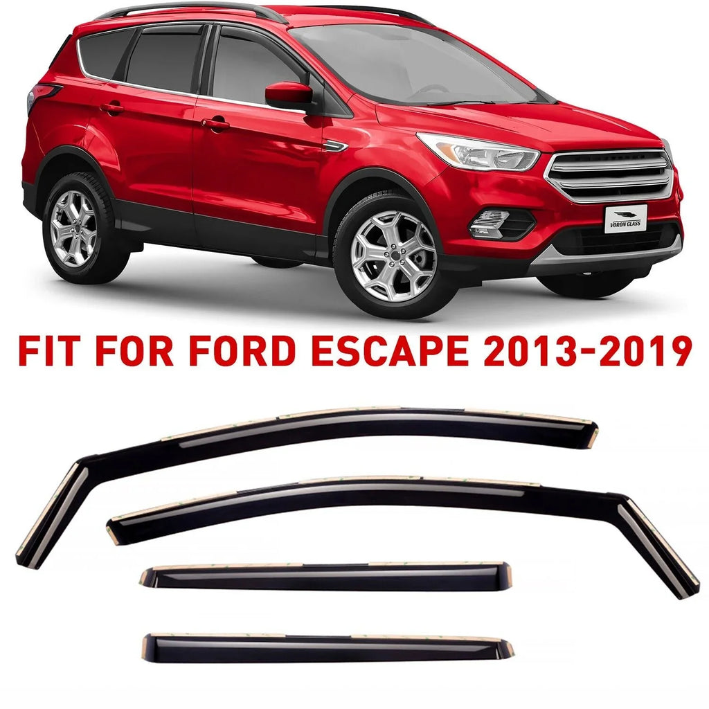 Guards Extra Visors, Voron Window Pieces Glass Durable 4 Window in-Channel Ford Escape Vent Deflectors, Rain - for 2013-2019, 200517