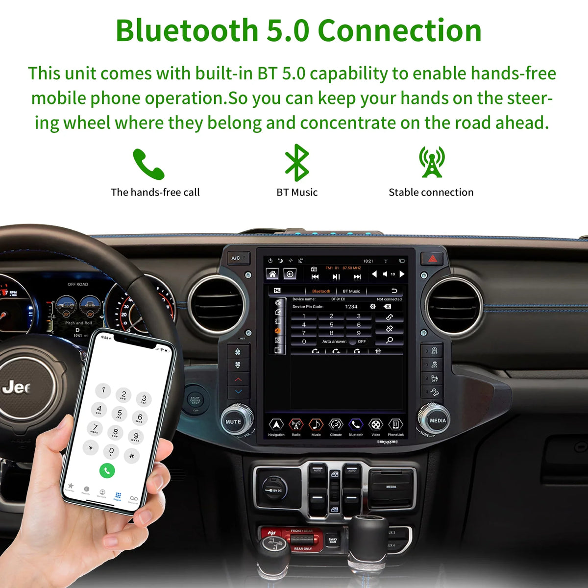 Gladiator Gen5 Replacement Wrangler Touch SirusXm GPS Navigator for 12.1 Car 4G+64G Android Truck Linkswell Radio Car Apple Screen radio inch 2018-2021 Stereo T-style Carplay Auto Jeep
