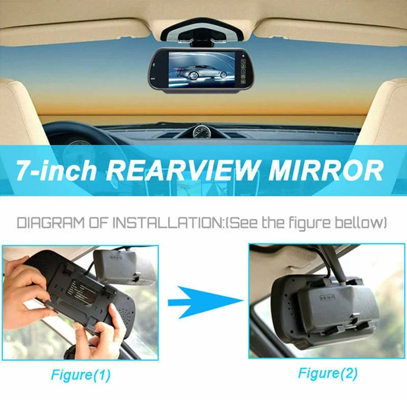 7" View Car Rear Night Camera View Monitor IR + Mirror Kit Rear Wireless