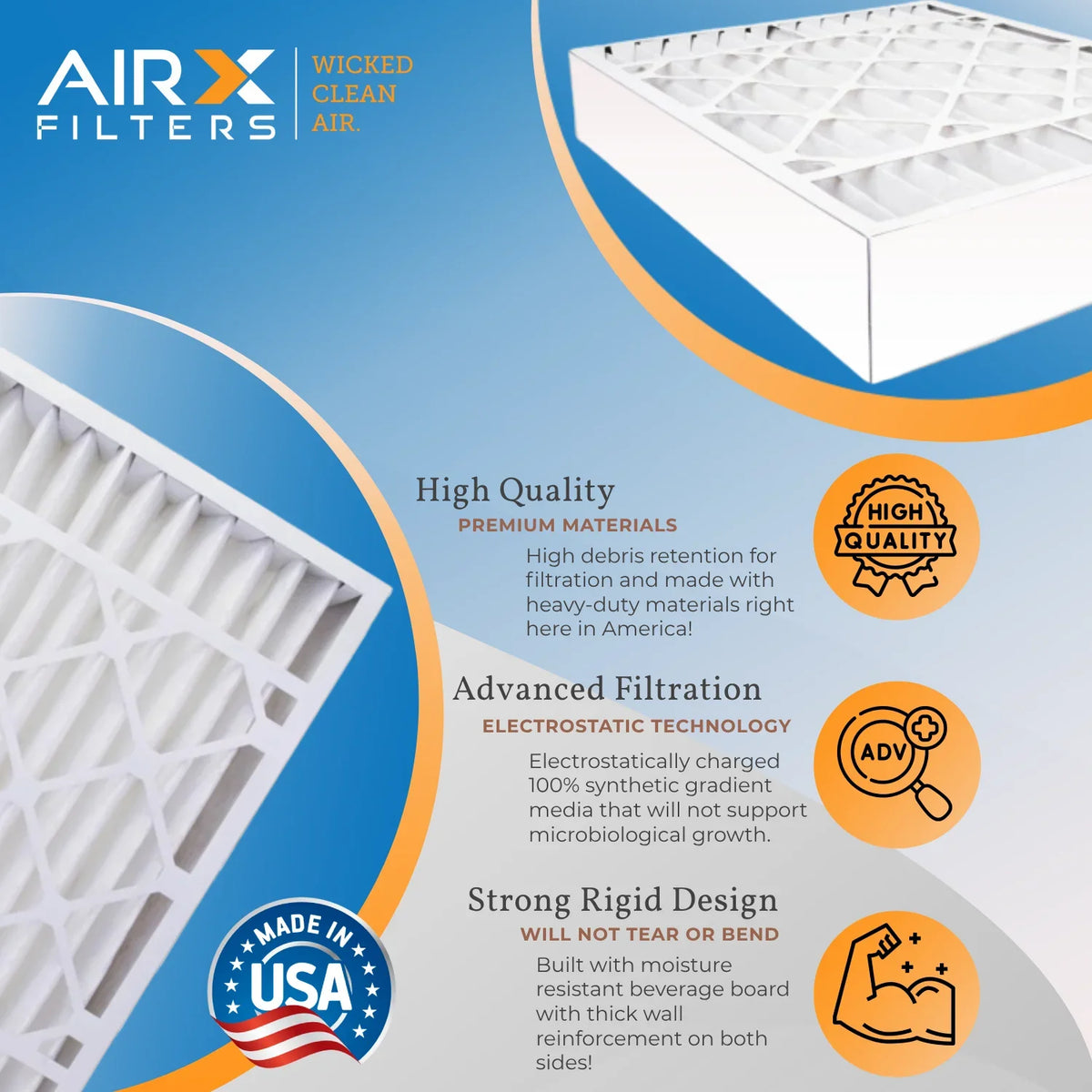 WICKED FC100A1037 USA MERV 11 CLEAN Furnace 20x25x5 Filter 20x25x5 1000, Honeywell 1200 MPR 1 Single to 7 Compatible AIR. AIRX MPR with Air & FILTERS Made by FPR Premium Filter Filter Comparable