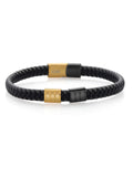 Premium Steel Bracelet Gem inch, Gold Black Men's King Genuine (8.25 Stone Leather Width) Stainless 7.7MM