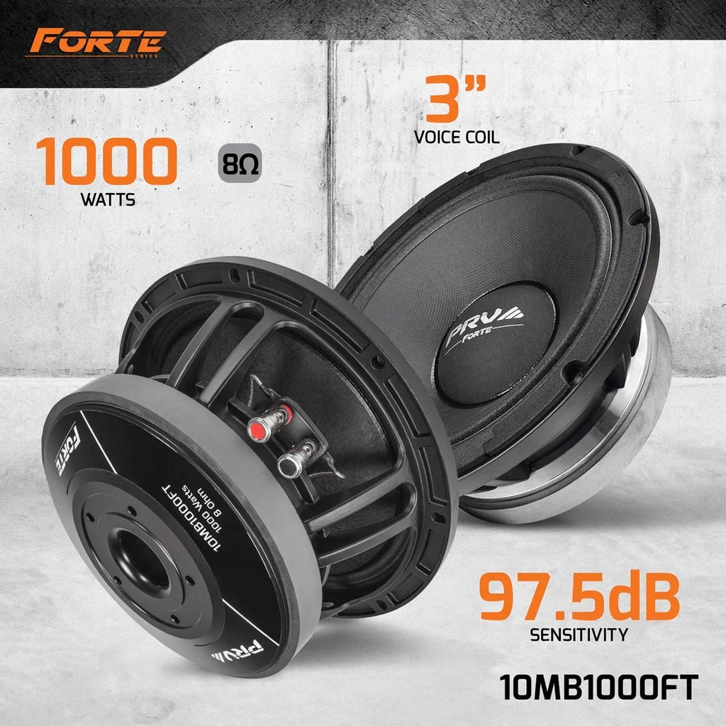 Watts PRV 1000 Power, dB Loudspeaker, for 10 97.5 500 Program Bass Speaker RMS, Watts Mid (Single) 8 Custom AUDIO Systems, Speakers Pro Midbass Ohm 10MB1000FT Sound Inch