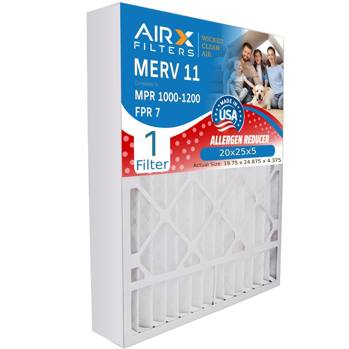 WICKED FC100A1037 USA MERV 11 CLEAN Furnace 20x25x5 Filter 20x25x5 1000, Honeywell 1200 MPR 1 Single to 7 Compatible AIR. AIRX MPR with Air & FILTERS Made by FPR Premium Filter Filter Comparable