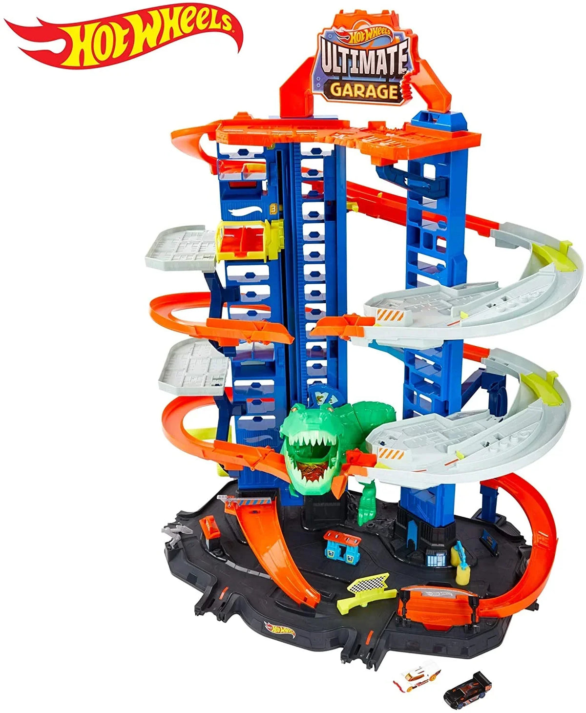 Toy 2 Garage 100+ Multi-Level Ultimate Scale 3 Kids Moving Track Features Storage City & Older T-Rex Set Dino Years Gift with Vehicles, Hot 1:64 Playset & for Garage Wheels Racetrack, Cars, for Toy