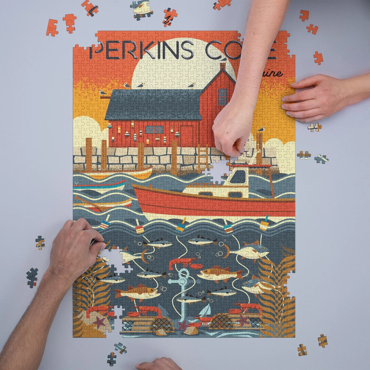 Cove, Made Puzzle, Perkins Maine, Puzzle and Size in Piece Challenging Adults USA) Family, for (1000 Nautical Geometric 19x27, Jigsaw