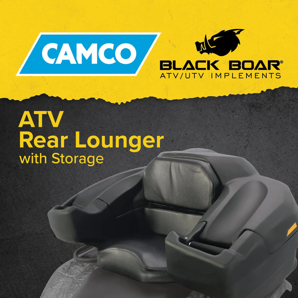 Box, a Impact-Resistant Features Lockable Design, an Cushion Black Lounger | and Storage (66010) Water-Resistant and Boar Camco ATV/UTV Storage Rear Comfortable Seat Soft Box a