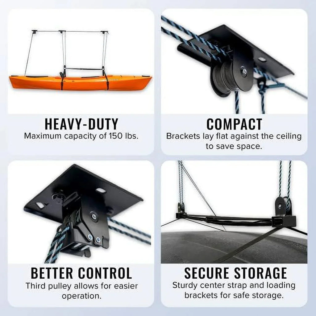 Hoist, 150 Pulley Kayaks, System, Elite lbs Canoes, Ceiling and Paddleboards Kayak