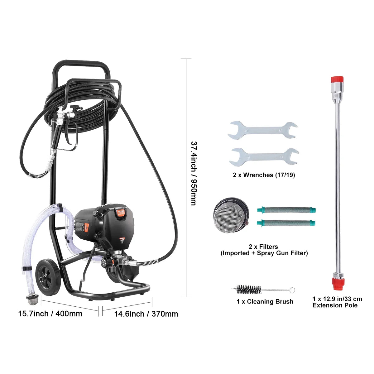 Walls, Stand 3000PSI Efficiency Paint Home Cleaning Cabinet Kits Exterior Painting Airless Electric with Paint Sprayer Sprayer, Airless Fence, SKYSHALO for Ceiling, High Interior Sprayer, 750W Stand