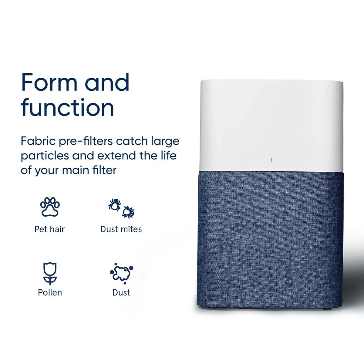 Blueair Washable Pre-filter Dust, Waves Traps Pet Auto Pure Hair Blue Fabric Night Navy Pre-filter, Blue Pollen, 211+ &
