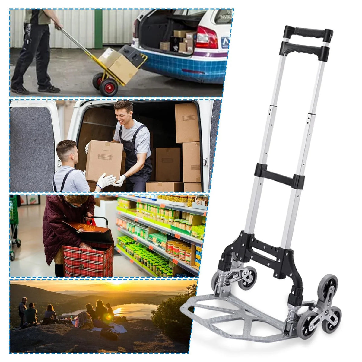 Workplace, | Trolley Folding For TOPATY Warehouse Moving Moving, Distribution Shopping, Heavy Portable Dolly With | Duty Collapsible Wheels Travel, Stairs Luggage, Truck For
