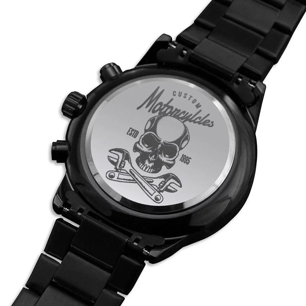 Stainless Steel Copper Motorcycle Multifunction 1995 Engraved Motorcyles W Watch Custom Rider Men's Dial