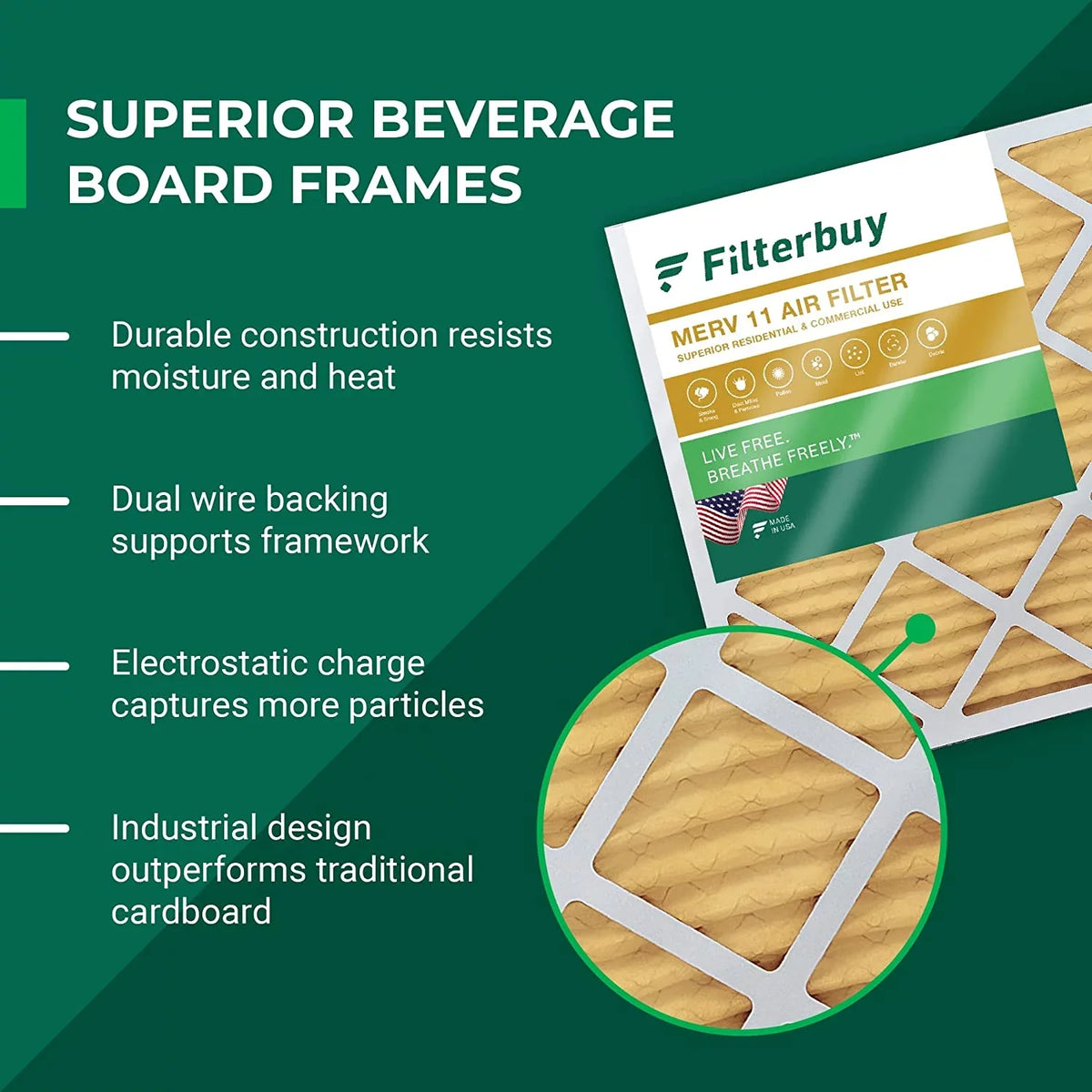 HVAC Filterbuy (6-Pack) MERV Filters Pleated Furnace 11 25x25x1 Air AC