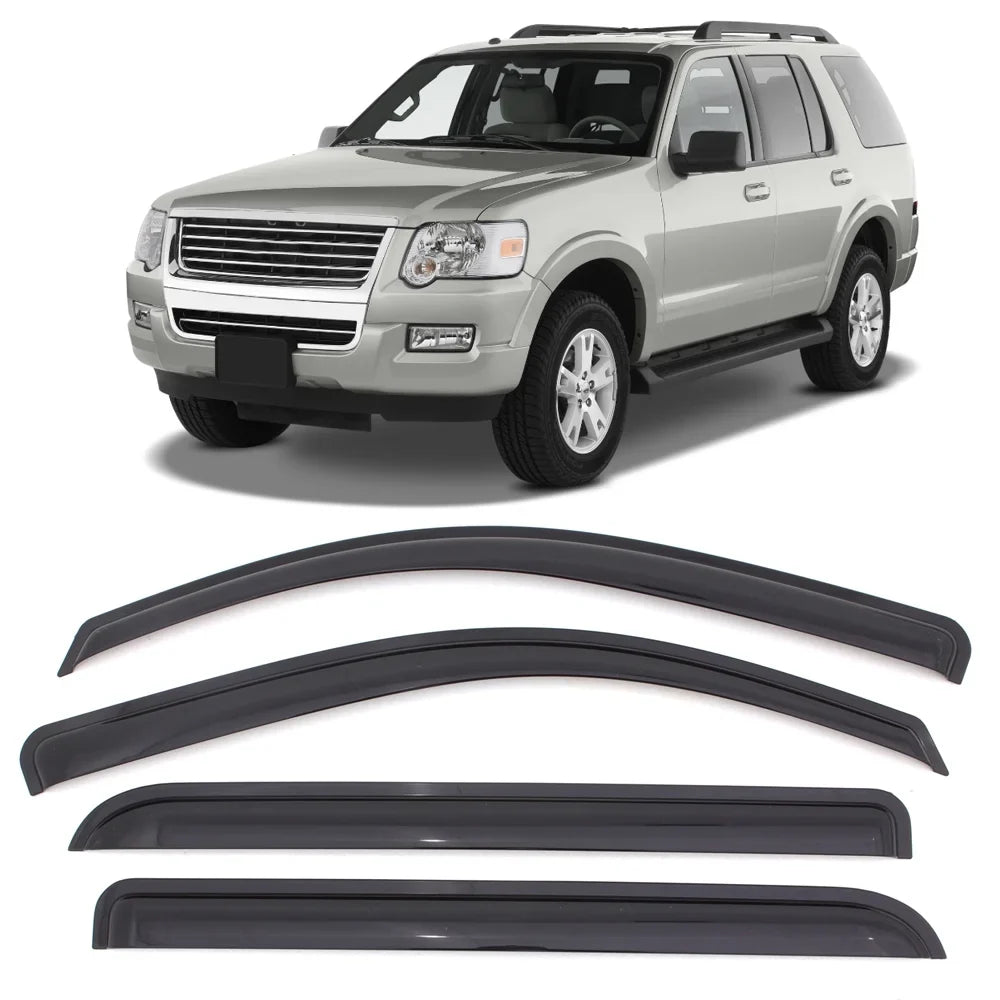 2016 Deflector 2011 Guard Ikon 11-19 2018 2012 Rain Explorer 2017 with Visors 2014 Compatible Motorsports Vent Set Acrylic 2015 Mount 2013 4Pc Outside Window Ford