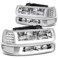 1999 Lamps Suburban DNA 04 2500 Chrome/Clear HL-LB-CSIL99-CH-CL1 Headlight Signal Silverado Truck 2000 to LED 03 Chevy Fits Bumper 05 Motoring to DRL 01 2006 2002 1500 Tahoe