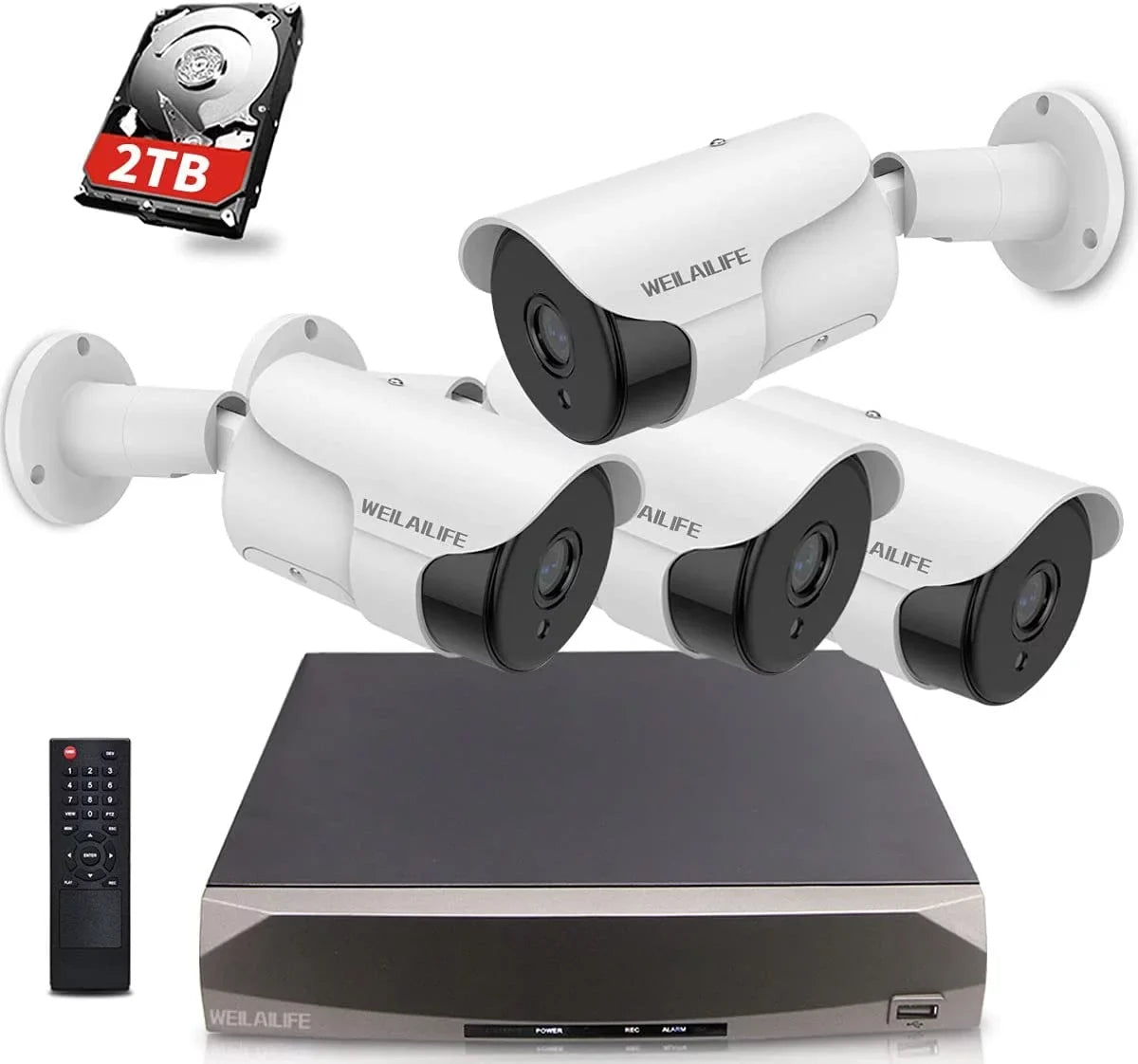 HDD, Audio】 2TB Cameras, 【5.0MP Waterproof NVR with Way Complete Surveillance 8 Security Camera System, 24/7 Use 5MP Channel for Two Security Outdoor/Indoor 4pcs PoE Recorder Systems IP66 Video