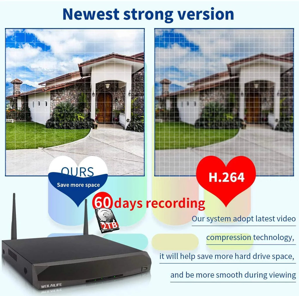HDD, Audio】 2TB Cameras, 【5.0MP Waterproof NVR with Way Complete Surveillance 8 Security Camera System, 24/7 Use 5MP Channel for Two Security Outdoor/Indoor 4pcs PoE Recorder Systems IP66 Video