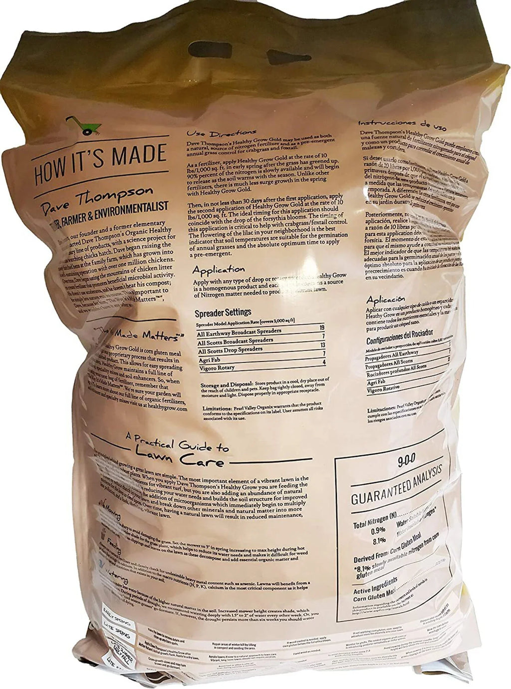 Weed 9-0-0, Gluten Healthy Preventer Plus Corn Gold Food, Turf 30-Pounds Grow