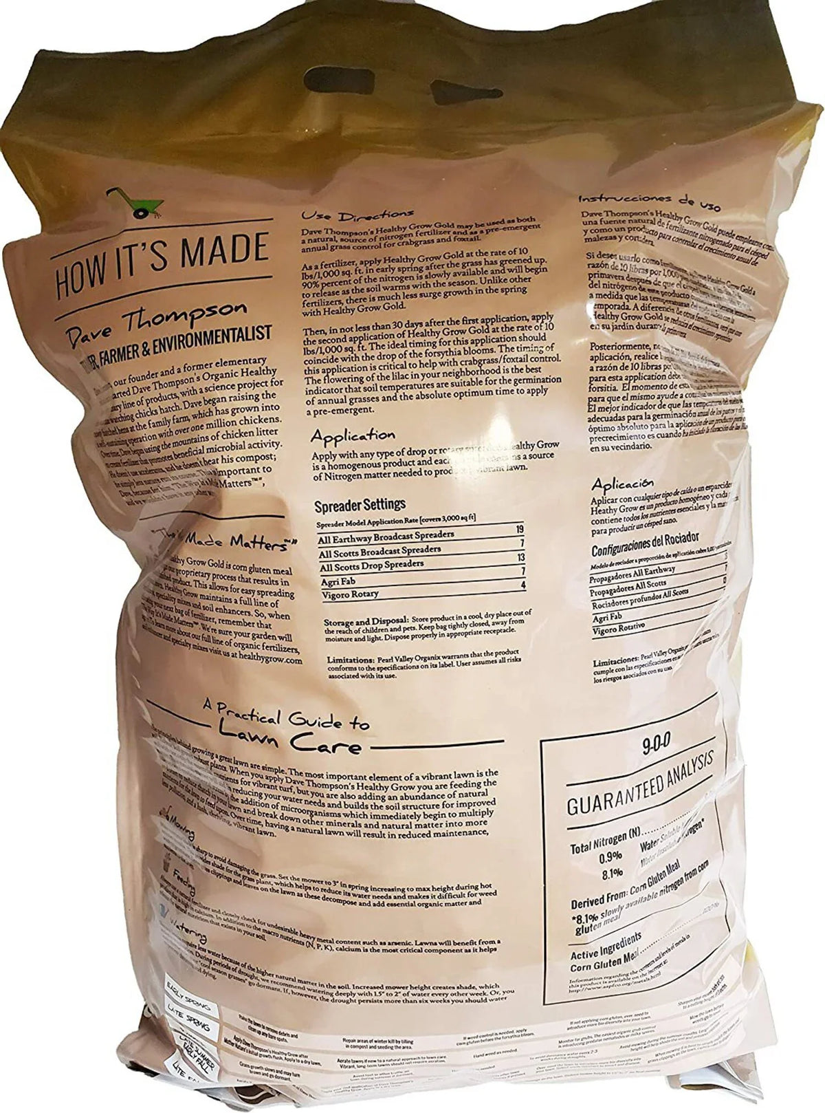 Weed 9-0-0, Gluten Healthy Preventer Plus Corn Gold Food, Turf 30-Pounds Grow