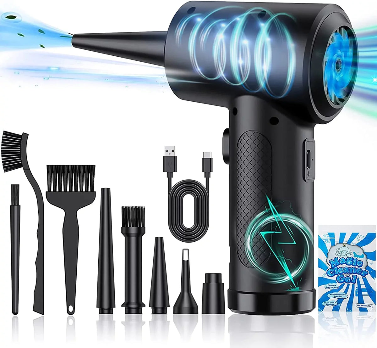 for Cordless Compressed Good 100000RPM Air Air 7600mAh 3 Cleaner Compressed Duster, Duster & Reusable Office, Cans Computer Electric Keyboard Adjustment, Rechargeable Gears Air for Replacement