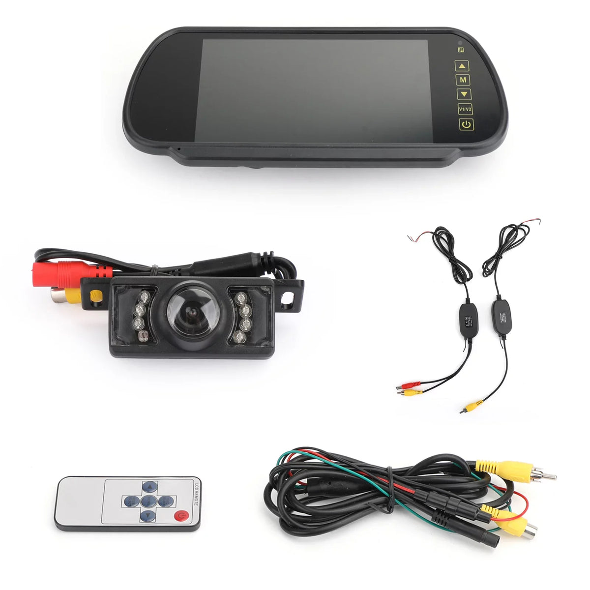 7" View Car Rear Night Camera View Monitor IR + Mirror Kit Rear Wireless