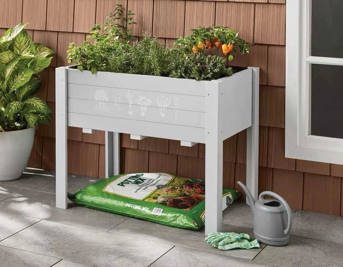 x Garden x 24 Grey Bed, Inch Light Kids for Vegetables Lawn Box Kids Outdoor for Elevated Garden Yard, Raised Planter Wooden Raised Raised Bed 30 Grass 18