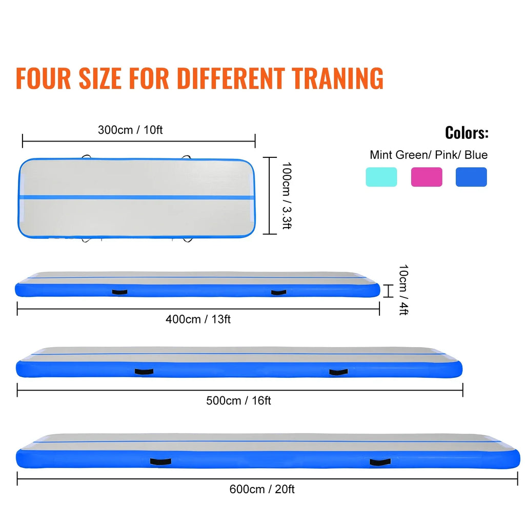 Training Mat Inflatable SKYSHALO Fitness Pump Cushion Air Vibrating 13ft with Gymnastics