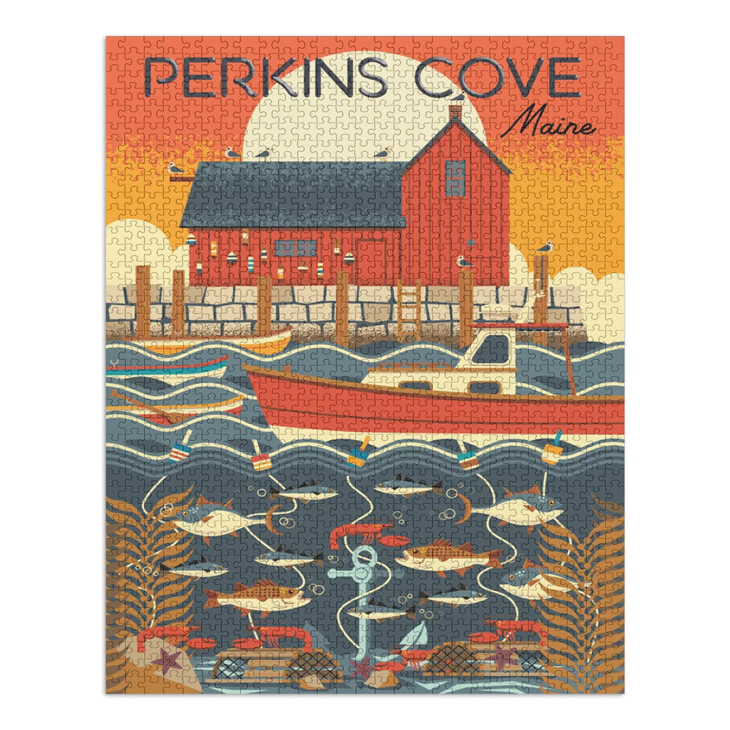 Cove, Made Puzzle, Perkins Maine, Puzzle and Size in Piece Challenging Adults USA) Family, for (1000 Nautical Geometric 19x27, Jigsaw