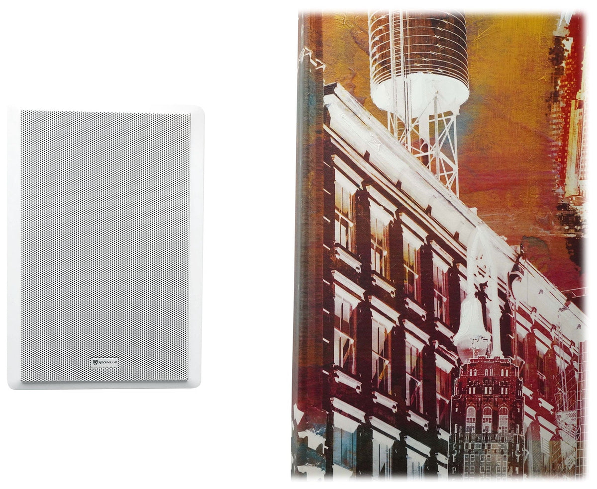 Wall 4 White Slim Speakers Restaurant/Bar/Cafe Amp+4 JBL White Pendant+6 6-Zone