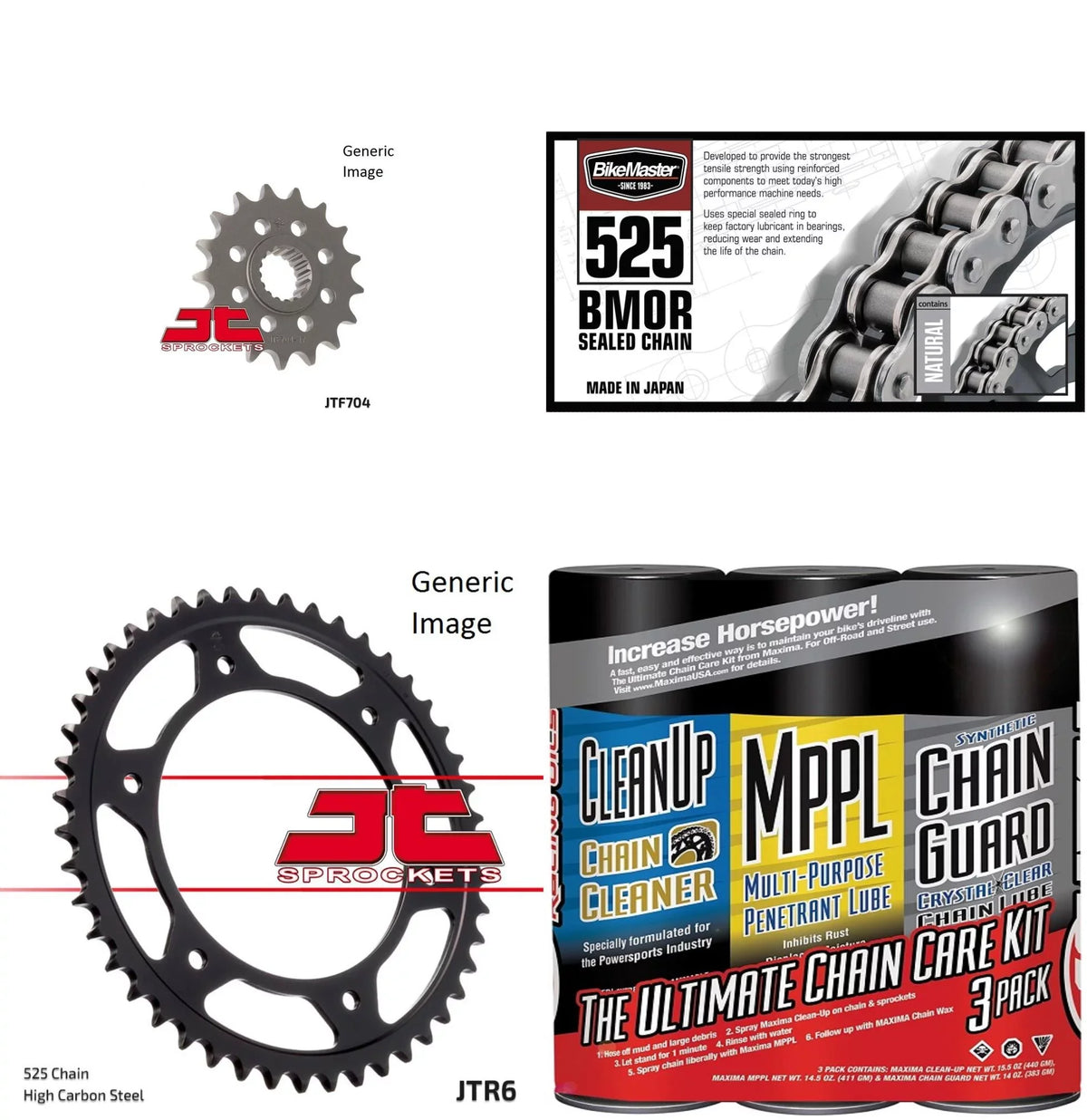 F800 2008-2013 Kit Front Chain Rear Sprocket MAXIMA Natural BMW Street & JT Wax, 525 for BIKEMASTER Sealed with BMOR GS