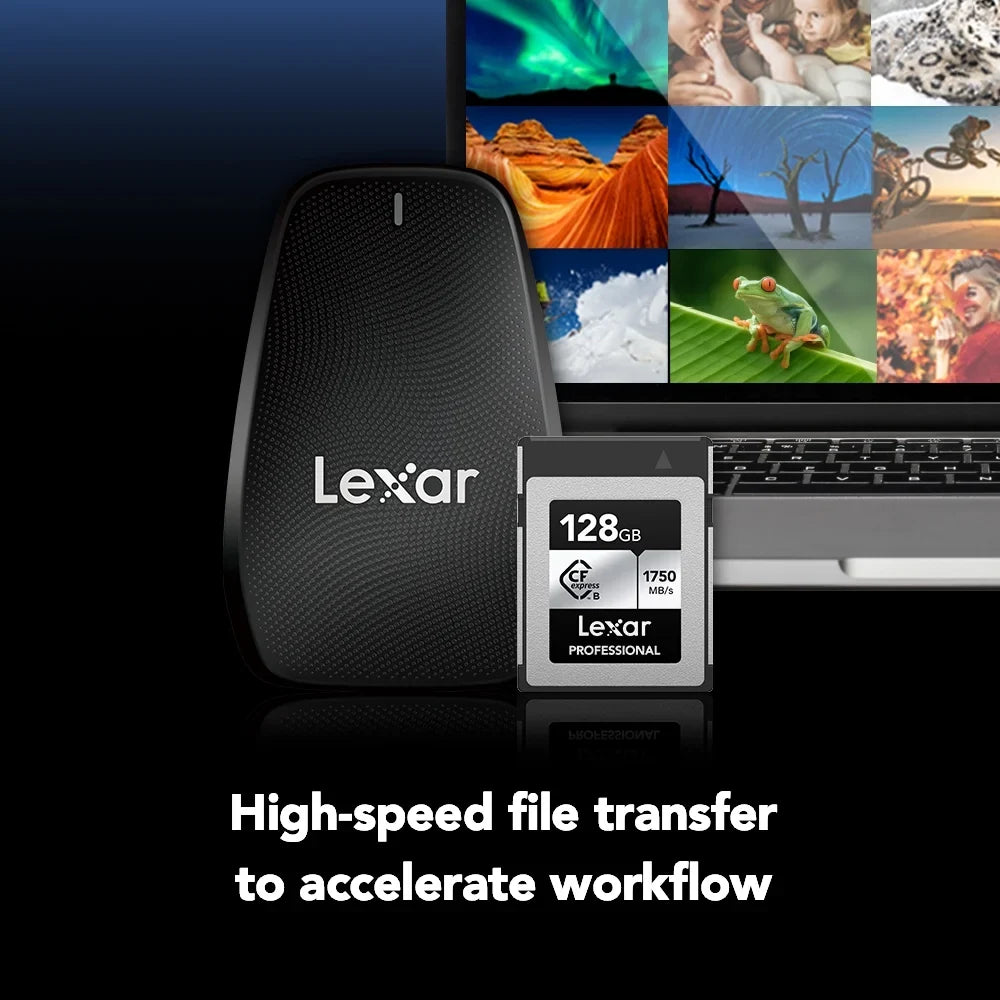 Memory B Bundle Professional SDXC LCXEXSL128G-RNENG Card Series Memory Type Lexar Card 2 Card CFexpress and 1667x 520 Reader Gen with USB Type CFexpress 3.2 SILVER 128GB 128GB LRW B/SD
