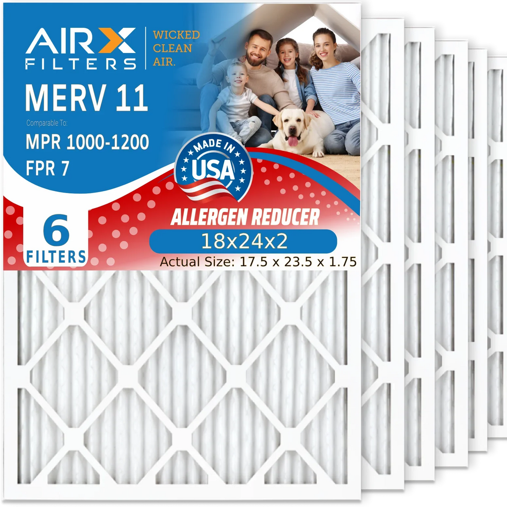 Made 11 Filter 1200 6 WICKED 1000, AIR. CLEAN 7 MPR HVAC Premium Conditioner Air MPR by Filters AIRX to FPR USA 18x24x2 Pack MERV 18x24x2 Filter Air Electrostatic Comparable FILTERS & Pleated Furnace