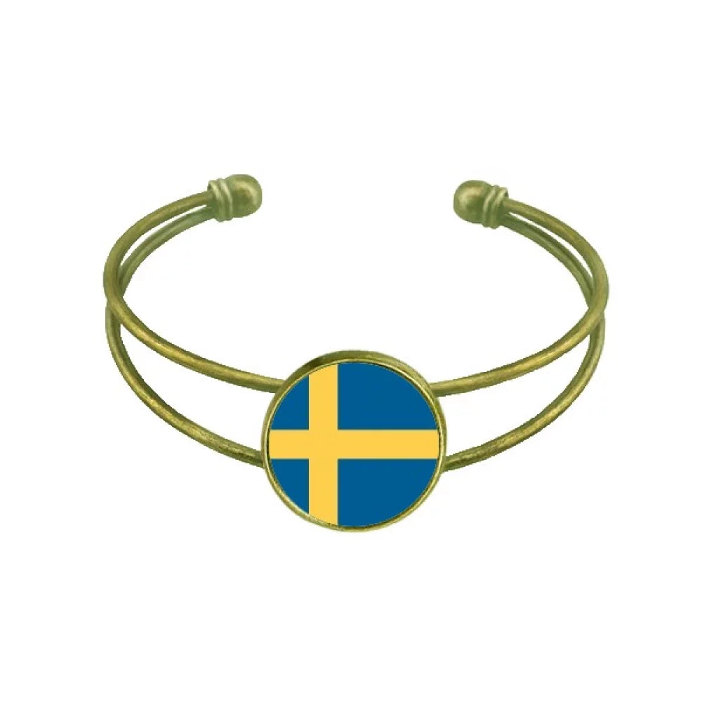Jewelry Flag Cuff Sweden Country Europe Bracelet Bangle Retro National Open