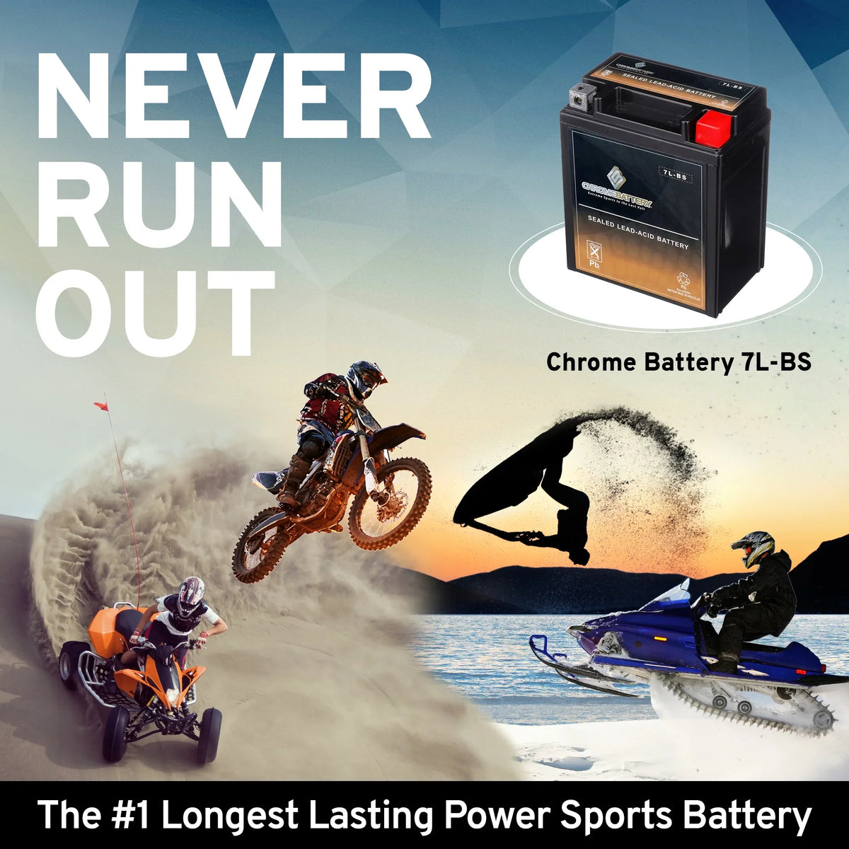 75 12 Chrome Battery Kawasaki Cca) 2009 Atv 450cc Kfx450r Ah, for Volts,6 Ytx7l-bs (7l-bs Battery