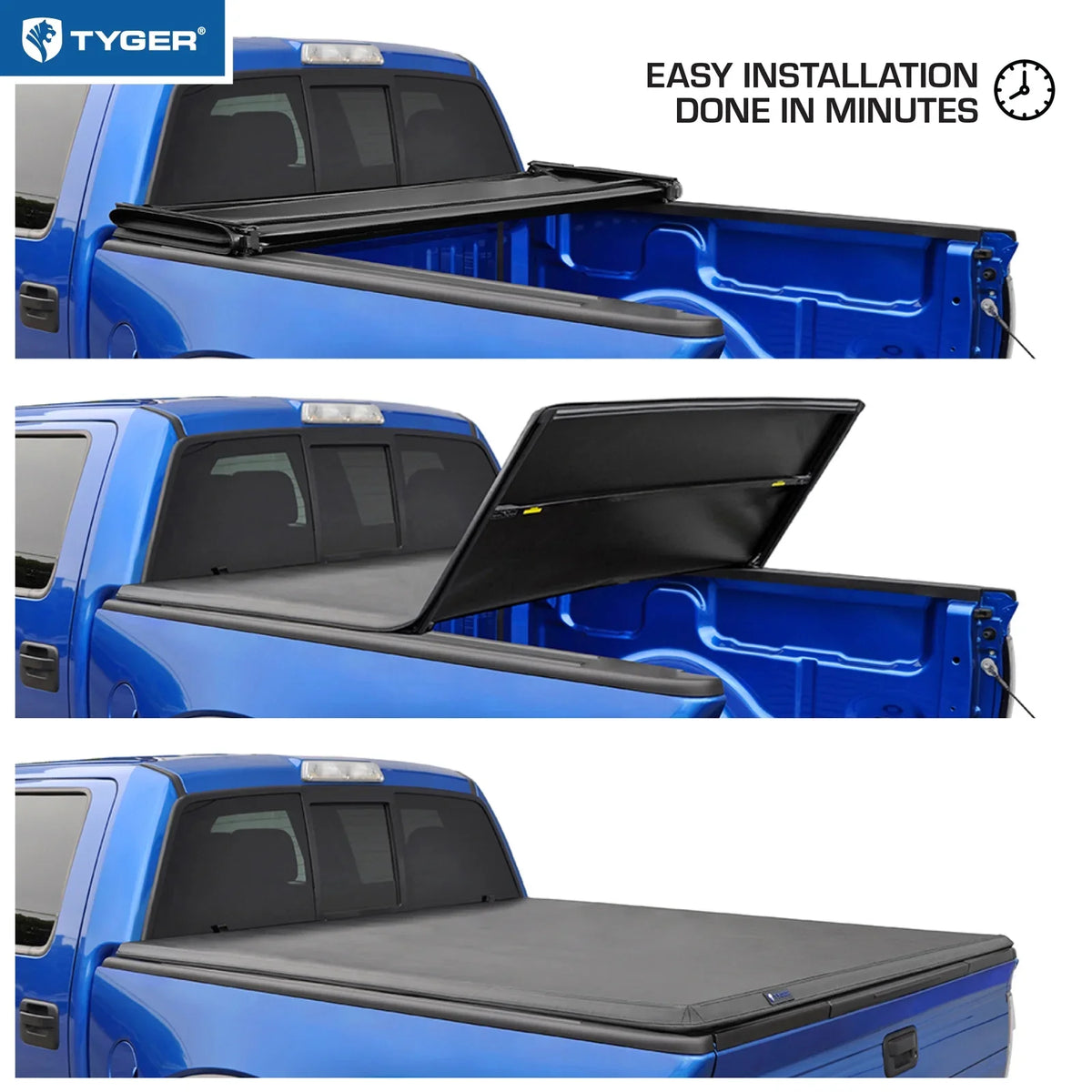 T3 TG-BC3T1033 6.5' Bed Compatible Soft with | Toyota Tyger Cover Vinyl | | Bed Tundra Tonneau 2007-2013 Tri-fold Truck Auto