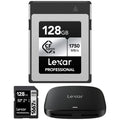 Memory B Bundle Professional SDXC LCXEXSL128G-RNENG Card Series Memory Type Lexar Card 2 Card CFexpress and 1667x 520 Reader Gen with USB Type CFexpress 3.2 SILVER 128GB 128GB LRW B/SD